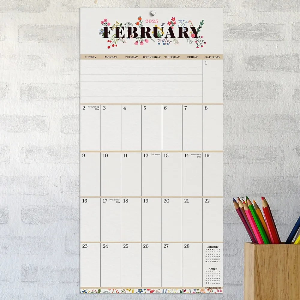 2025 Calendars|TF Publishing 2025 Big Grid-Floral 7" x 7" Monthly Wall Calendar (25-2110)