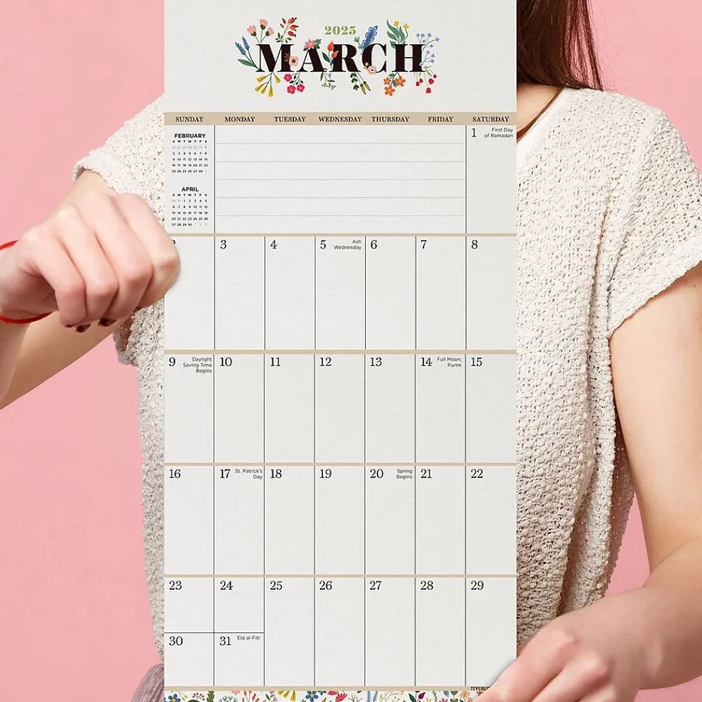2025 Calendars|TF Publishing 2025 Big Grid-Floral 7" x 7" Monthly Wall Calendar (25-2110)
