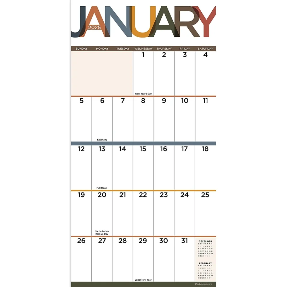 2025 Calendars|TF Publishing 2025 Big Print 7" x 7" Monthly Wall Calendar (25-2111)