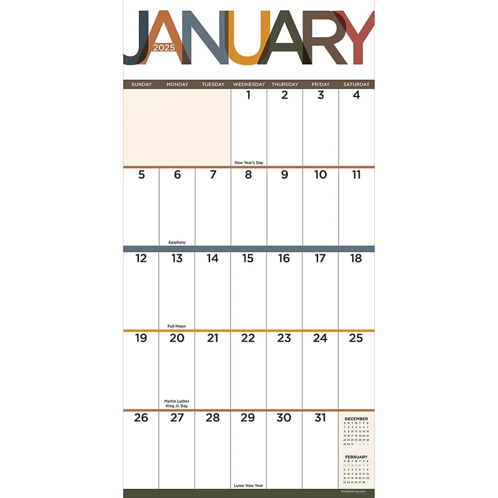 2025 Calendars|TF Publishing 2025 Big Print 12" x 12" Monthly Wall Calendar (25-1104)