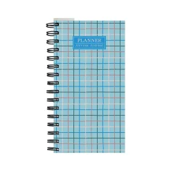 Academic Planners|TF Publishing 2024-2025 Blue Plaid 3.5" x 6.5" Academic Weekly & Monthly Planner, Paperboard Cover, Multicolor (AY25-7500)
