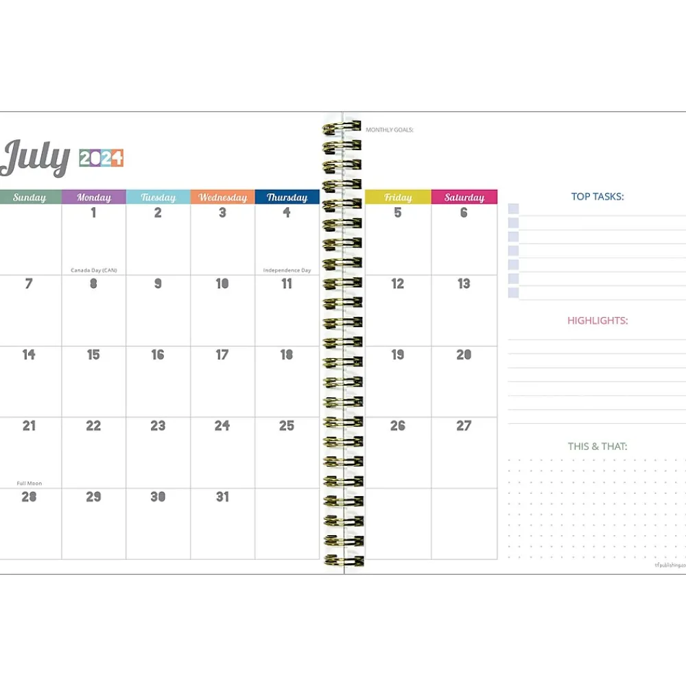 Academic Planners|TF Publishing 2024-2025 Cali Girl Collection Gumballs 6" x 8" Academic Weekly & Monthly Planner, Paperboard Cover, Multicolor