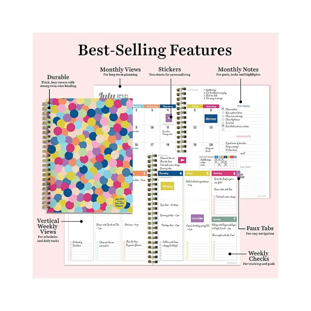 Academic Planners|TF Publishing 2024-2025 Cali Girl Collection Gumballs 6" x 8" Academic Weekly & Monthly Planner, Paperboard Cover, Multicolor