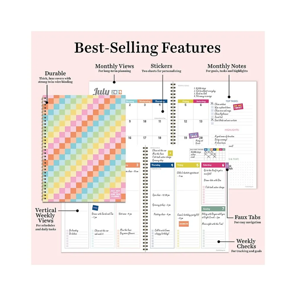 Academic Planners|TF Publishing 2024-2025 Cali Girl Collection Checkmate 8.5" x 11" Academic Weekly & Monthly Planner, Paperboard Cover