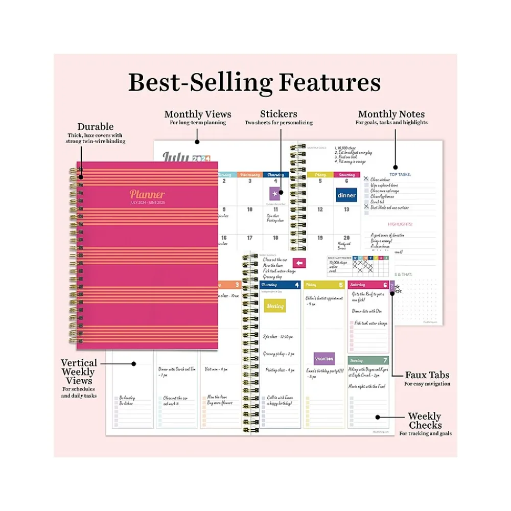 Academic Planners|TF Publishing 2024-2025 Cali Girl Collection Cabana Stripe 6" x 8" Academic Weekly & Monthly Planner (AY25-9214)