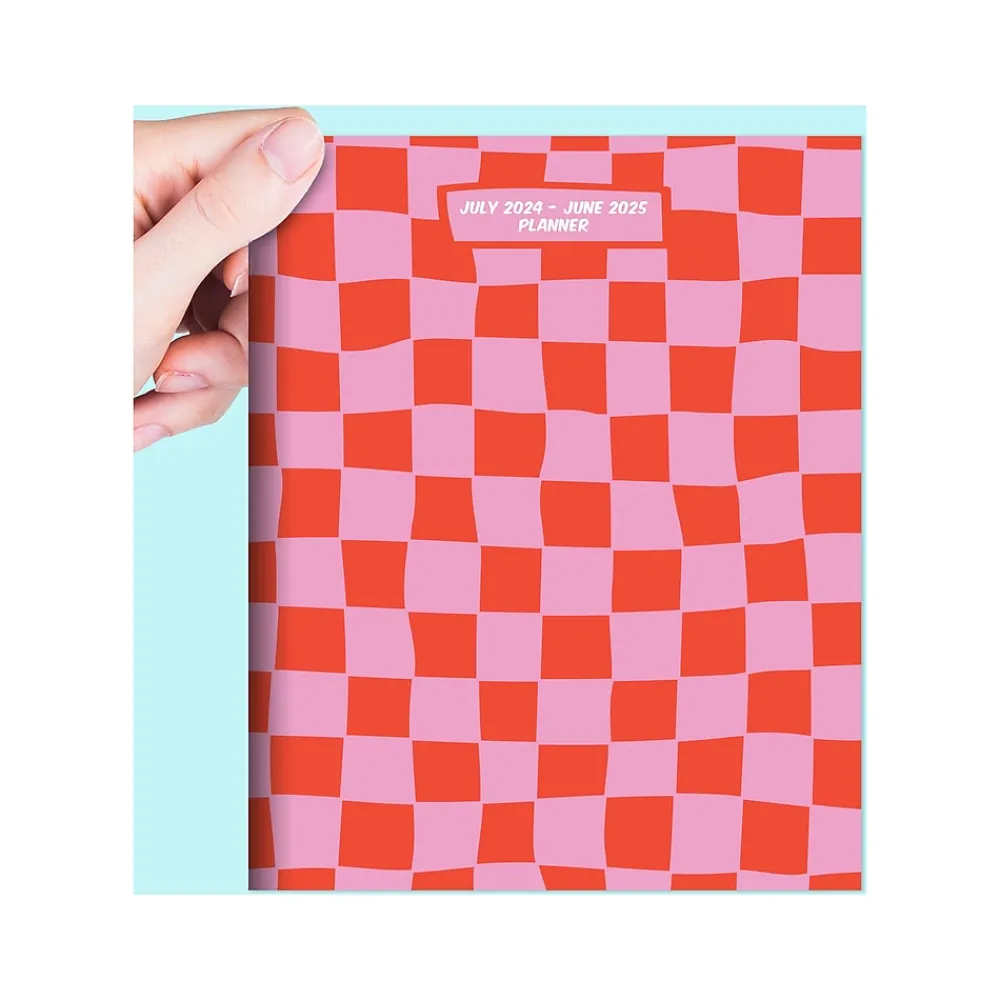 Academic Planners|TF Publishing 2024-2025 Check Pink and Red 6.5" x 8" Academic Monthly Planner, Paperboard Cover (AY25-4202)