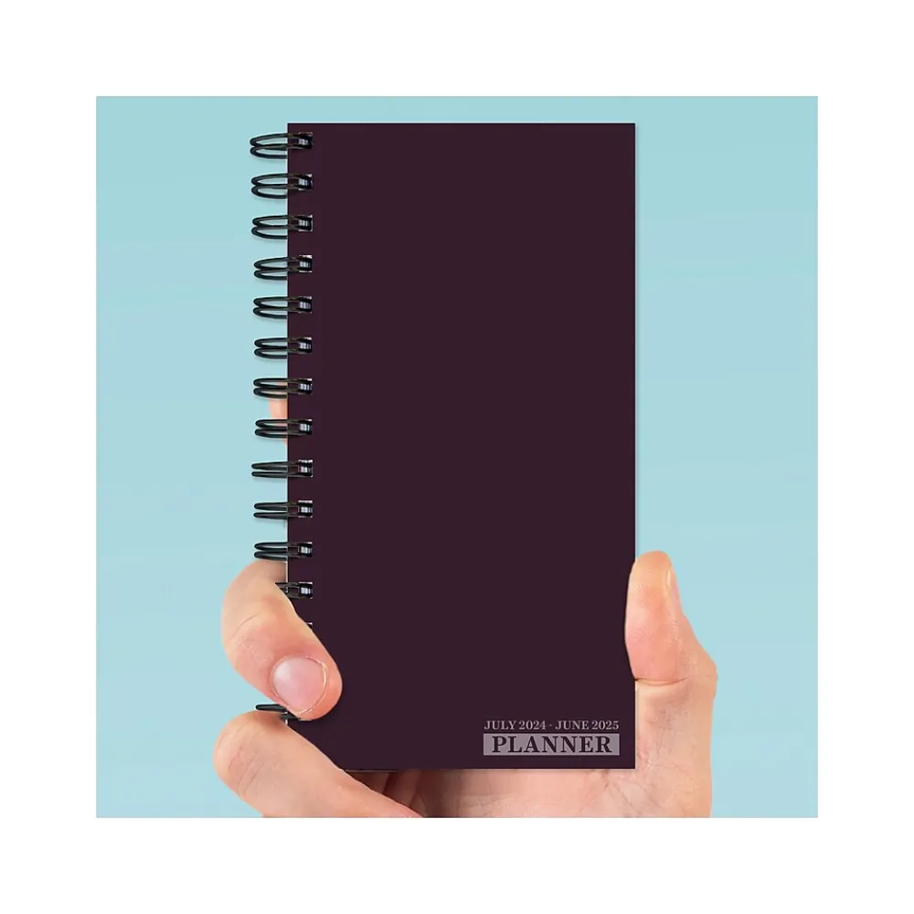 Academic Planners|TF Publishing 2024-2025 Dark As Night 3.5" x 6.5" Academic Weekly & Monthly Planner, Paperboard Cover, Purple (AY25-7502)