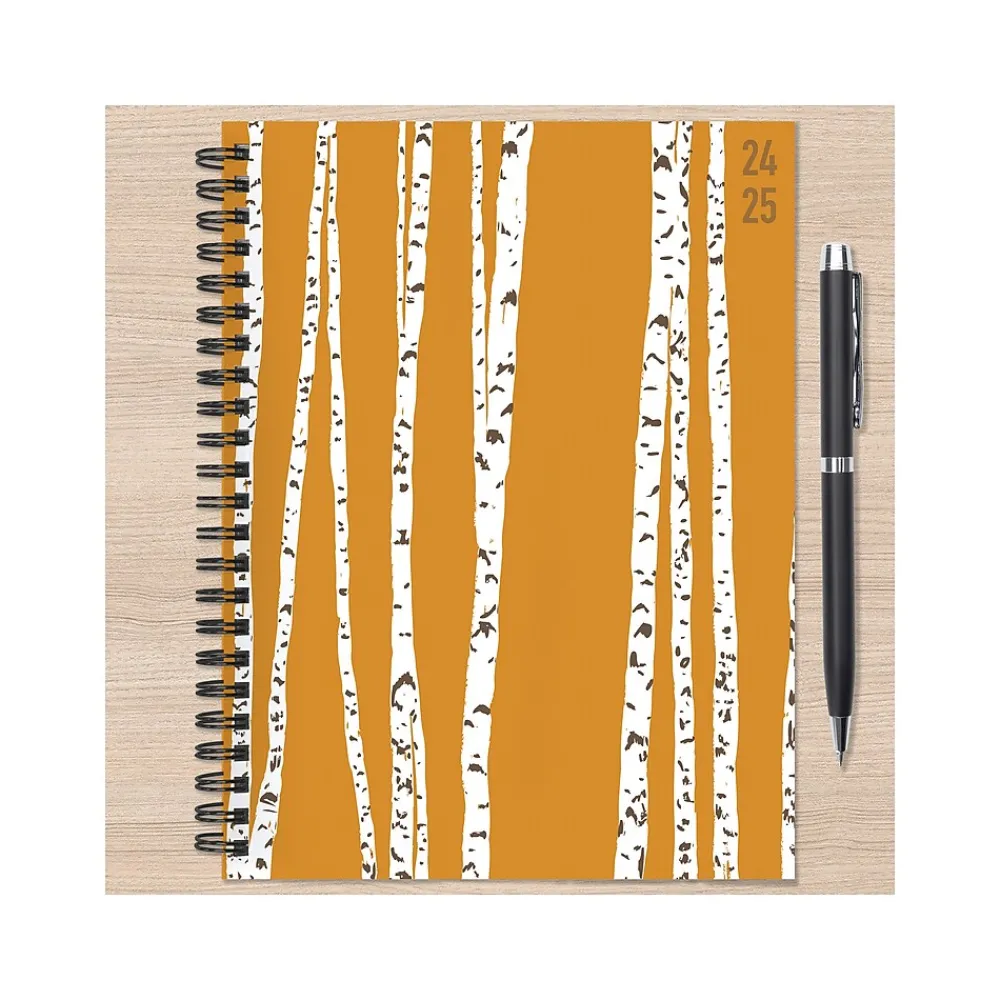 Academic Planners|TF Publishing 2024-2025 Elements Series Aspen Trees 6" x 8" Academic Weekly & Monthly Planner, Paperboard Cover, Yellow/White