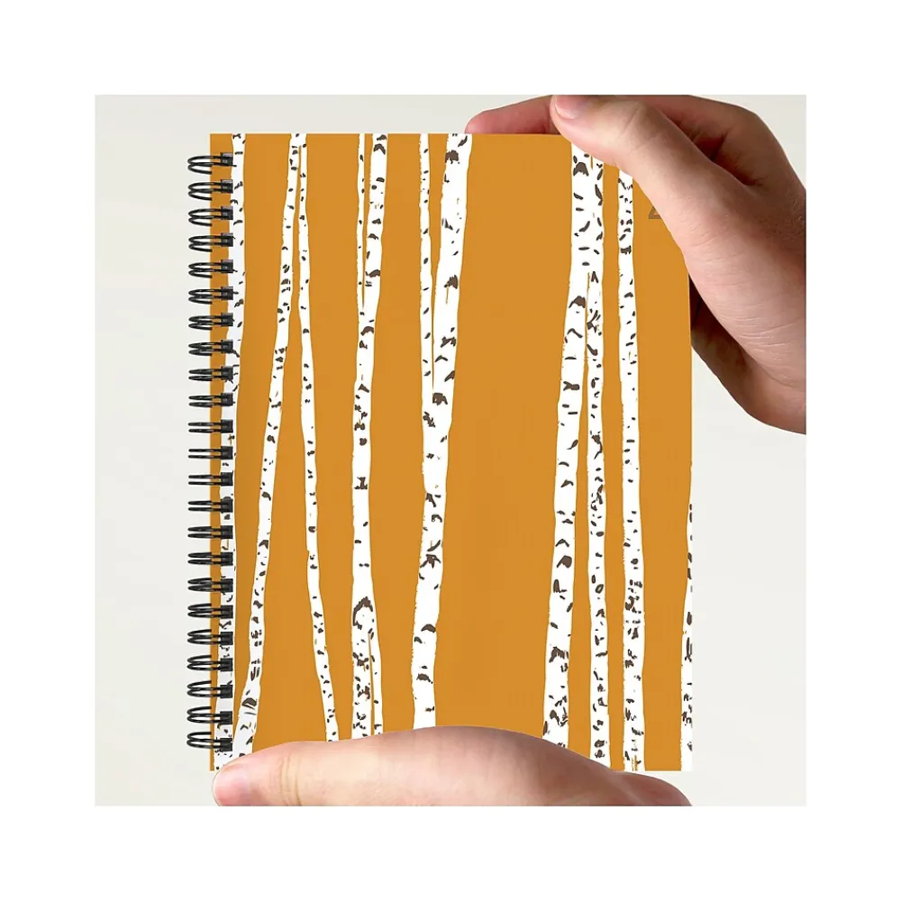 Academic Planners|TF Publishing 2024-2025 Elements Series Aspen Trees 6" x 8" Academic Weekly & Monthly Planner, Paperboard Cover, Yellow/White