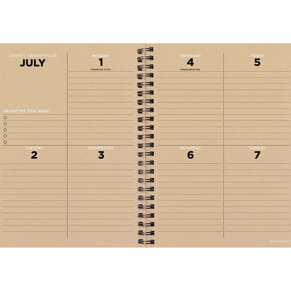 Academic Planners|TF Publishing 2024-2025 Elements Series Denim 6" x 8" Academic Weekly & Monthly Planner, Paperboard Cover, Blue (AY25-9202)