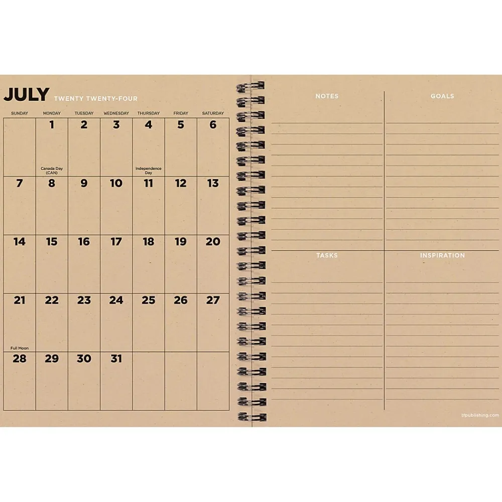 Academic Planners|TF Publishing 2024-2025 Elements Series Denim 6" x 8" Academic Weekly & Monthly Planner, Paperboard Cover, Blue (AY25-9202)