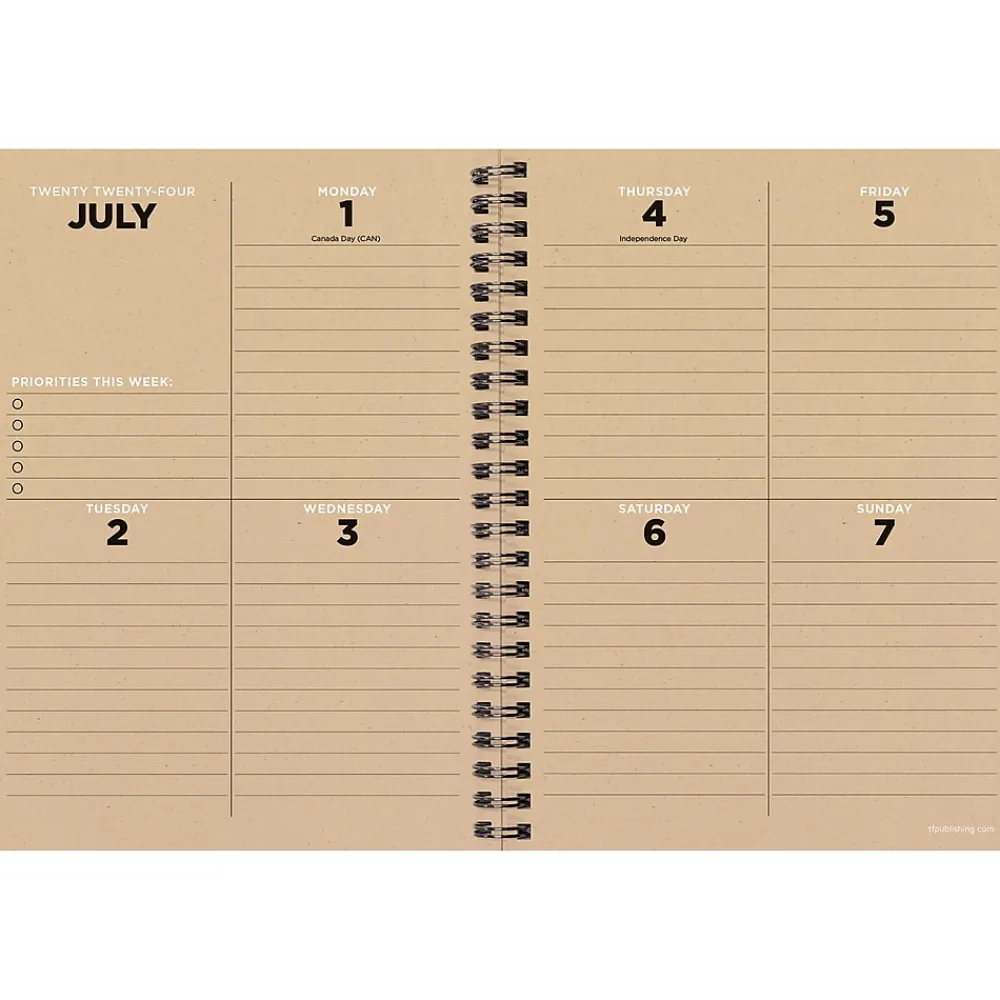 Academic Planners|TF Publishing 2024-2025 Elements Series Ombre Woods 6" x 8" Academic Weekly & Monthly Planner, Paperboard Cover, Kraft/Black
