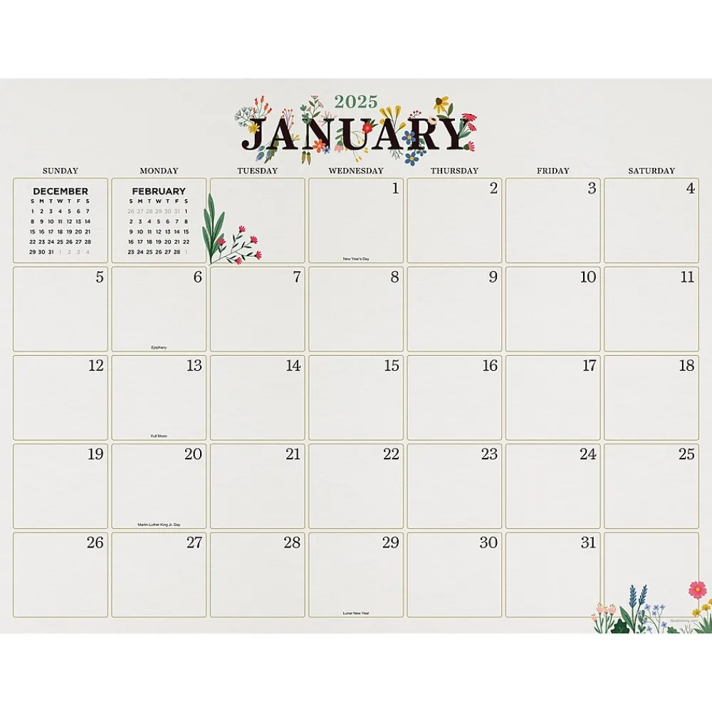 2025 Calendars|TF Publishing 2025 Floral 17" x 22" Monthly Desk Pad Calendar (25-8202)