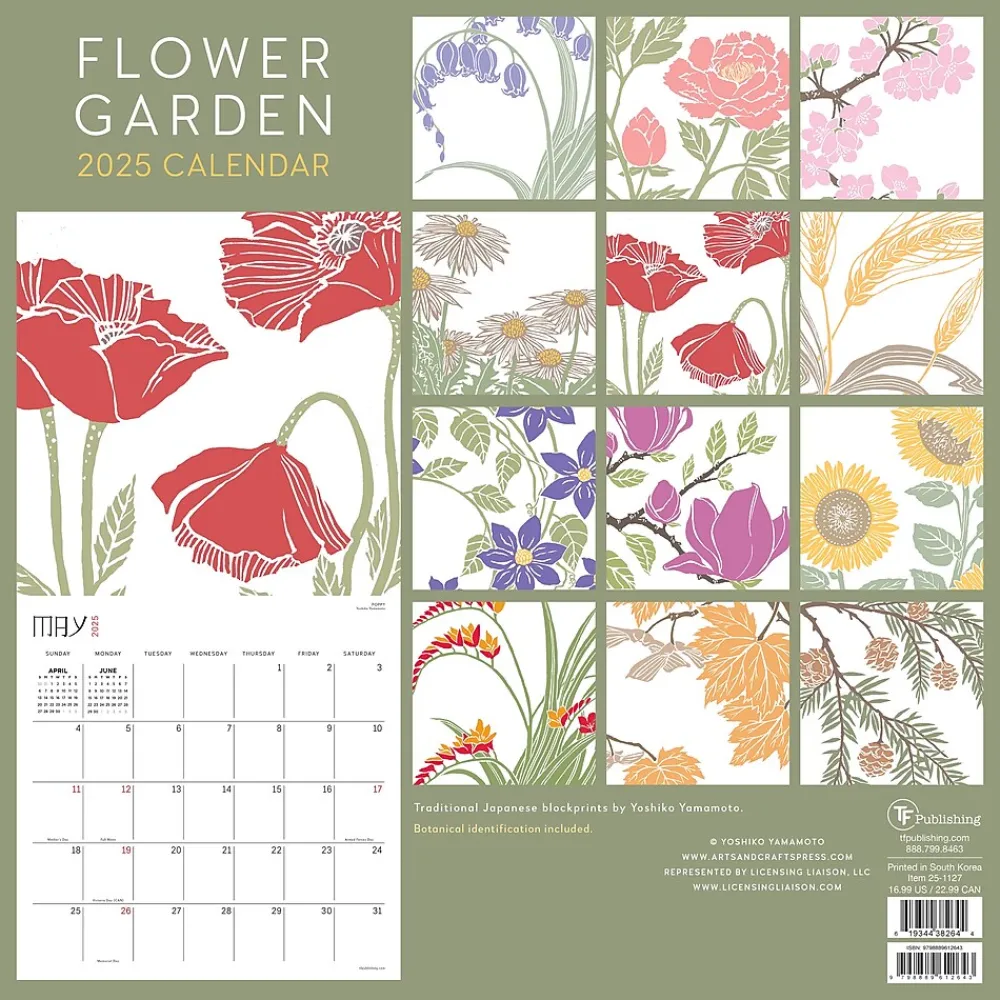 2025 Calendars|TF Publishing 2025 Flower Garden 12" x 12" Monthly Wall Calendar (25-1127)