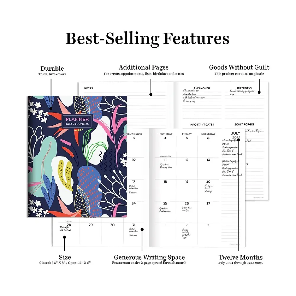 Academic Planners|TF Publishing 2024-2025 Funky Floral 6.5" x 8" Academic Monthly Planner, Paperboard Cover, Multicolor (AY25-4204)