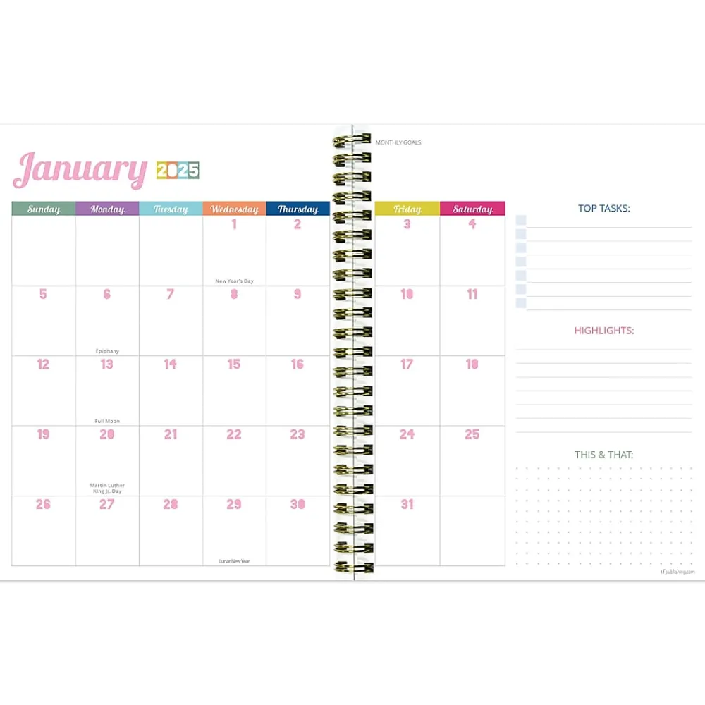 2025 Planners|TF Publishing 2025 Happy Hibiscus 6.5" x 8" Weekly & Monthly Planner, Paperboard Cover, Multicolor (25-9212)