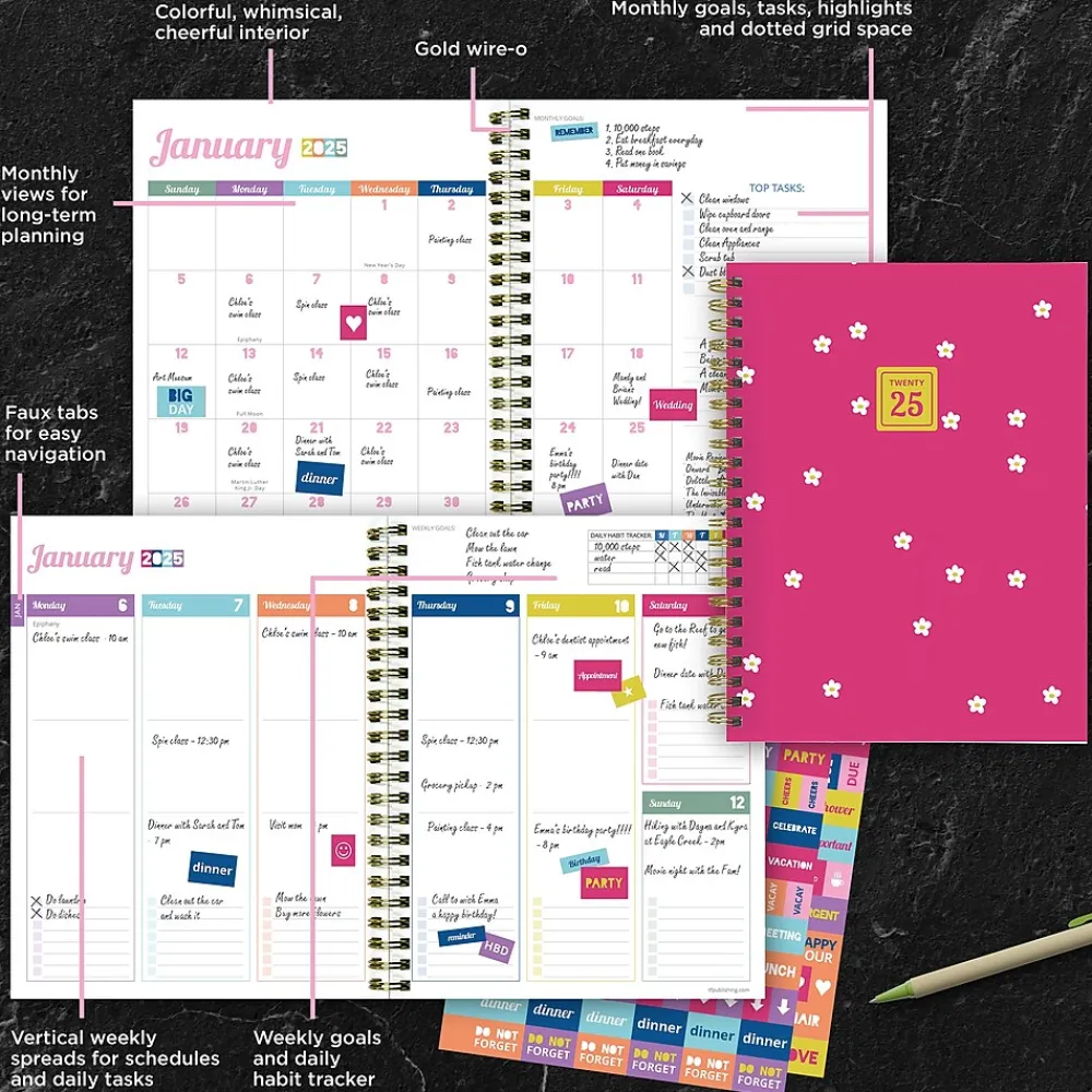 2025 Planners|TF Publishing 2025 Lil Buds 6.5" x 8" Weekly & Monthly Planner, Paperboard Cover, Multicolor (25-9214)