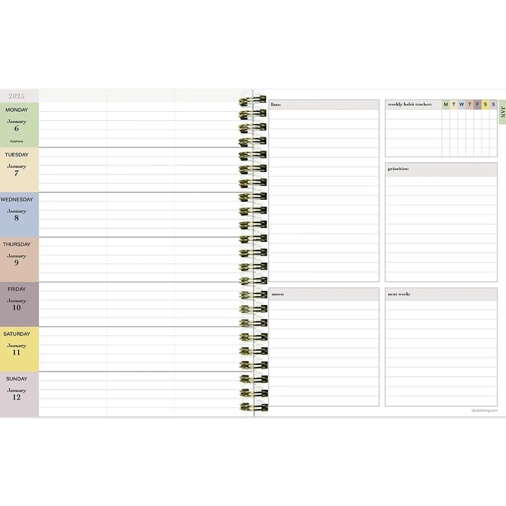 2025 Planners|TF Publishing 2025 Lotus 6.5" x 8" Weekly & Monthly Planner, Paperboard Cover, Multicolor (25-9210)
