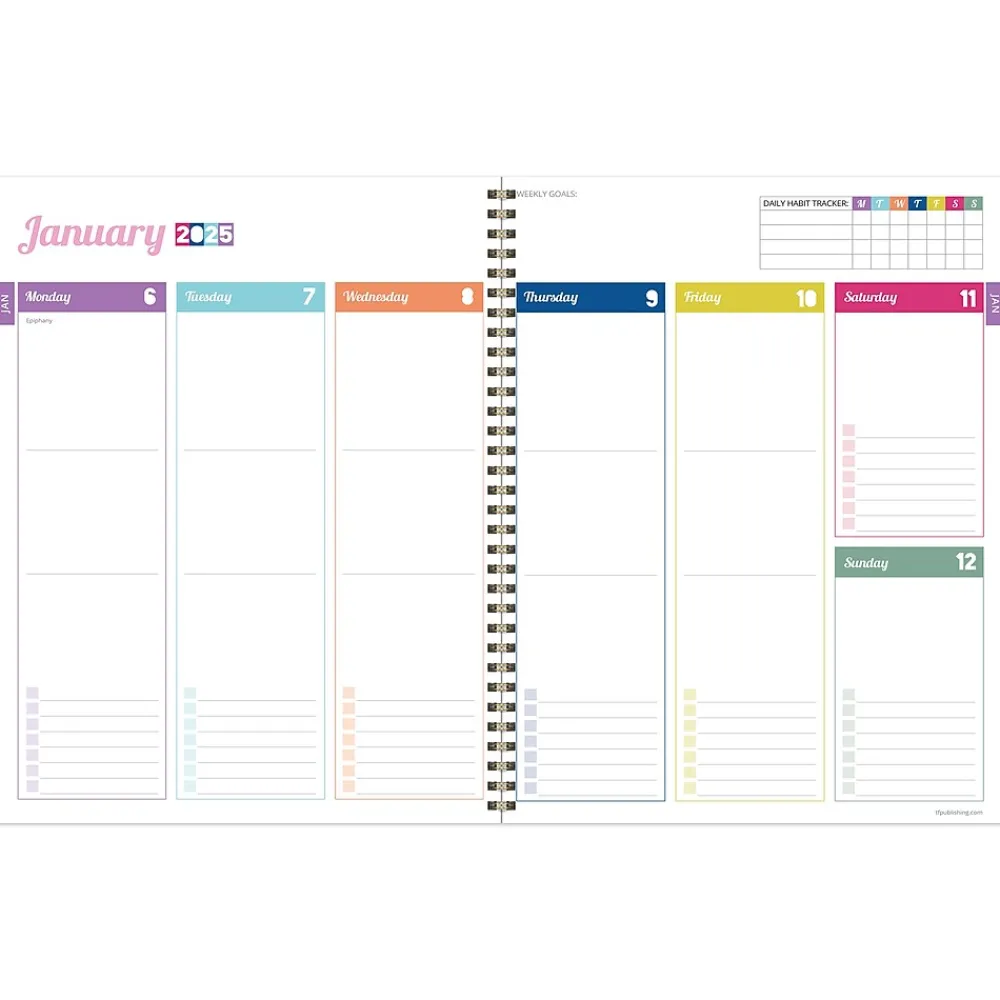 2025 Planners|TF Publishing 2025 Madras Plaid 9" x 11" Weekly & Monthly Planner, Paperboard Cover, Multicolored (25-9714)