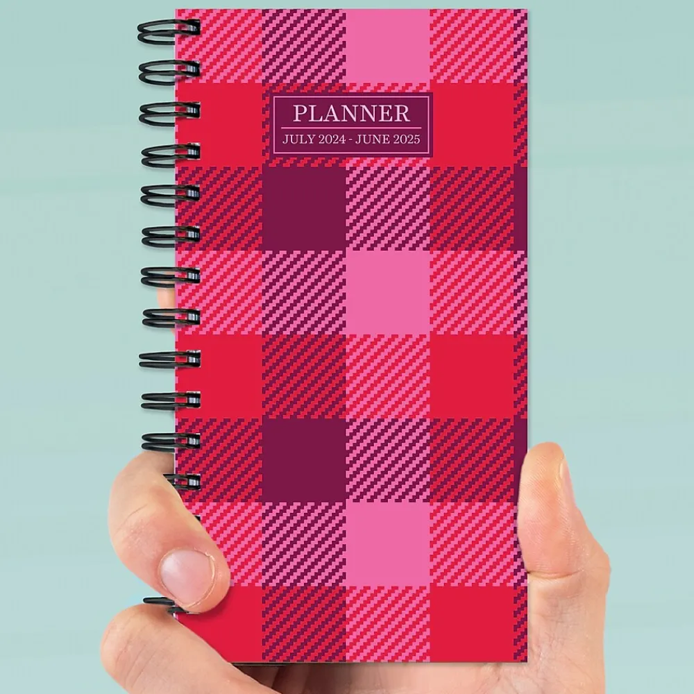 2025 Planners|TF Publishing 2025 Pink Plaid 3.5" x 6.5" Weekly & Monthly Planner, Paperboard Cover, Multicolored (25-7506)