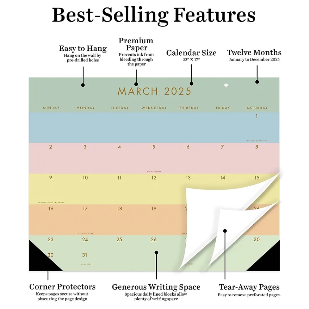 2025 Calendars|TF Publishing 2025 Super Stripe 17" x 22" Monthly Desk Pad Calendar (25-8210)