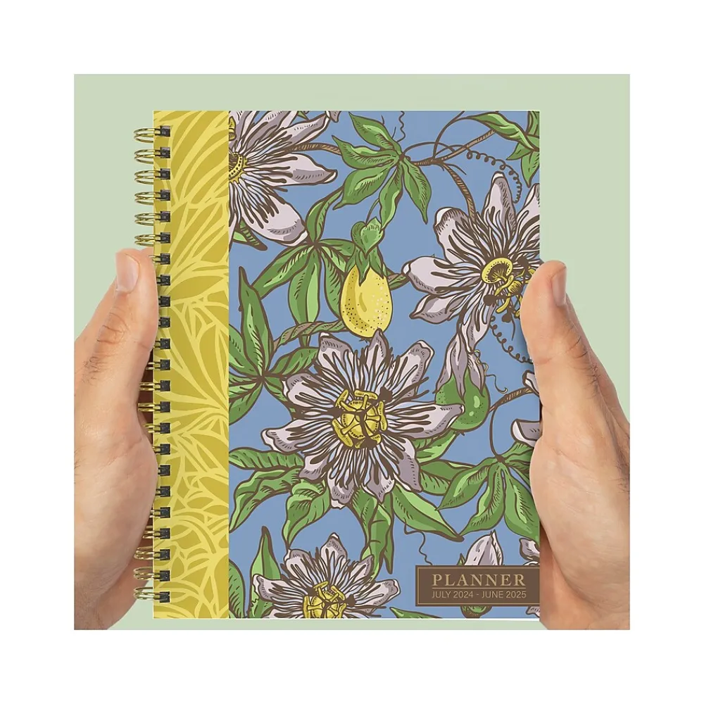 Academic Planners|TF Publishing 2024-2025 White Lotus Series Coastal Flowers 6" x 8" Academic Weekly & Monthly Planner, Paperboard Cover