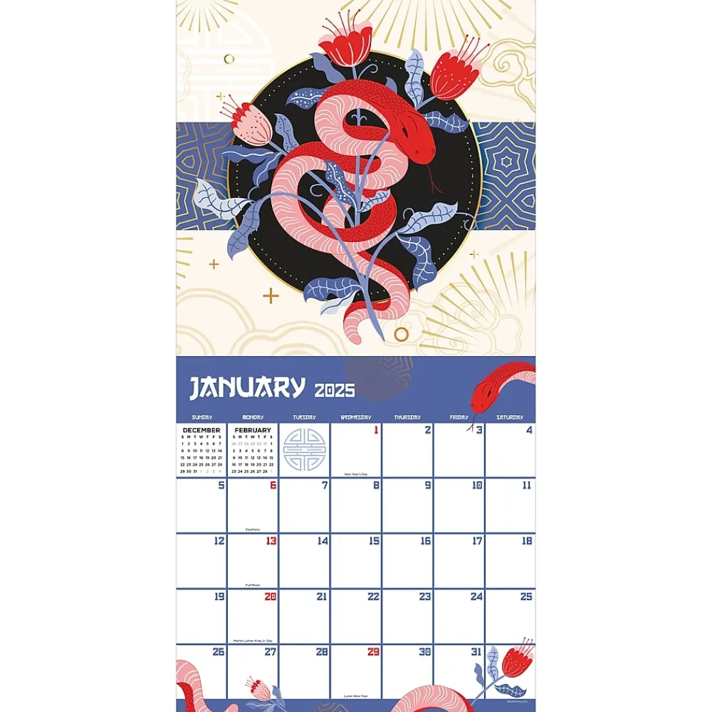 2025 Calendars|TF Publishing 2025 Year of the Snake 12" x 12" Monthly Wall Calendar (25-1136)