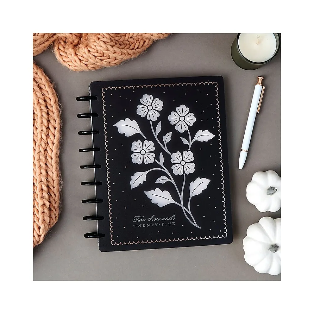 2025 Planners|The Happy Planner 2025 Ink & Ivy 7" x 9.25" Weekly & Monthly Planner, Plastic Cover, Black/White (PPCD12-566)
