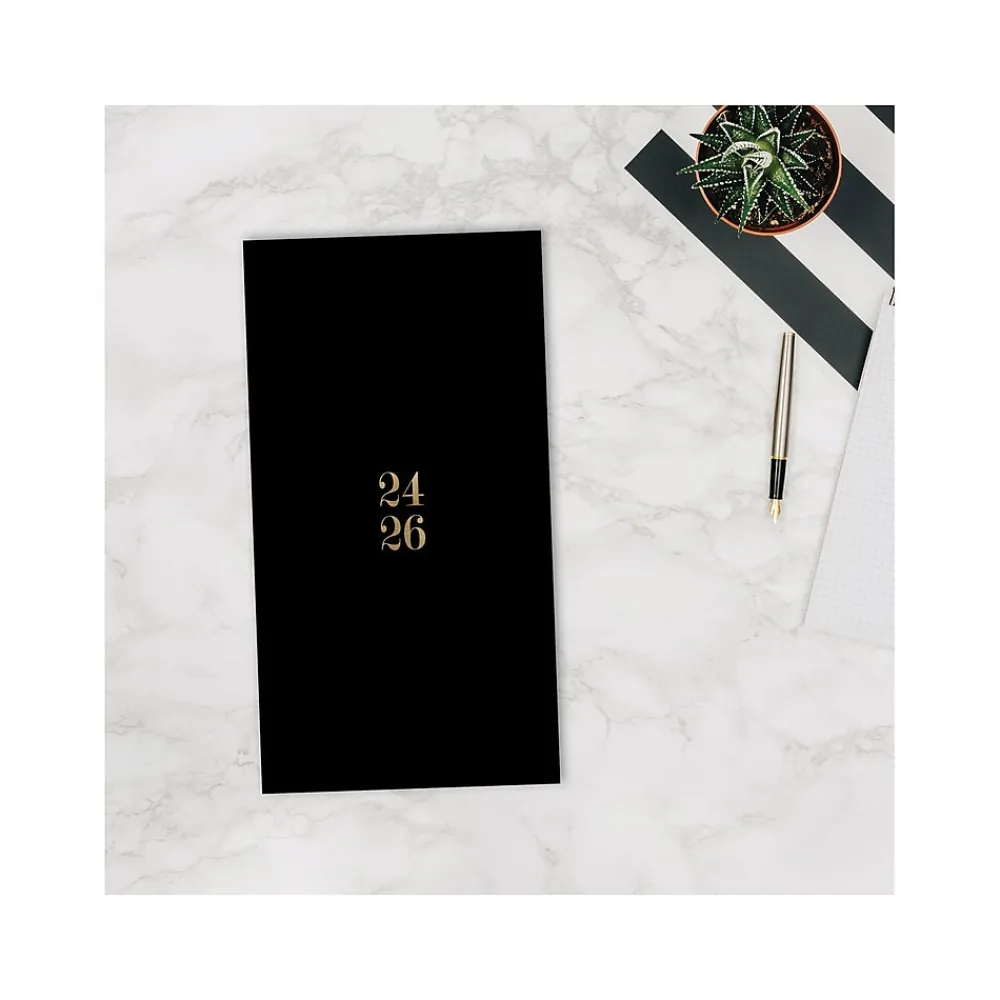 Academic Planners|Willow Creek 2024-2026 Basic Black Academic Monthly Planner, Paper Cover, Black/Brown (47651)