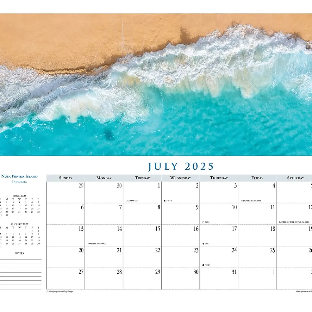 2025 Calendars|Willow Creek 2025 Beaches 15" x 6.5" Yearly Panoramic Wall Calendar (48283)