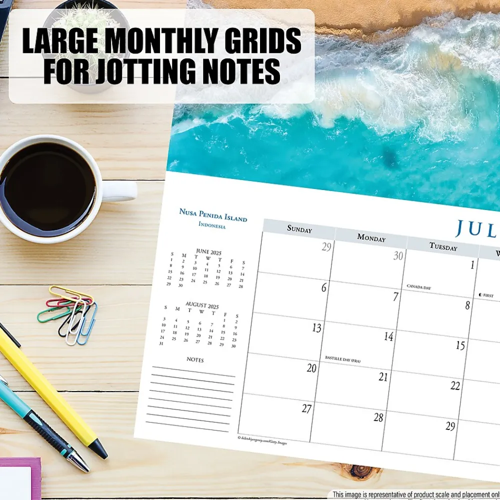 2025 Calendars|Willow Creek 2025 Beaches 15" x 6.5" Yearly Panoramic Wall Calendar (48283)