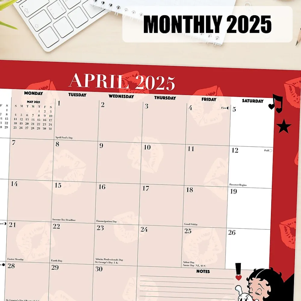2025 Calendars|Willow Creek 2025 Betty Boop 17" x 12" Monthly Desk Pad Calendar (47804)