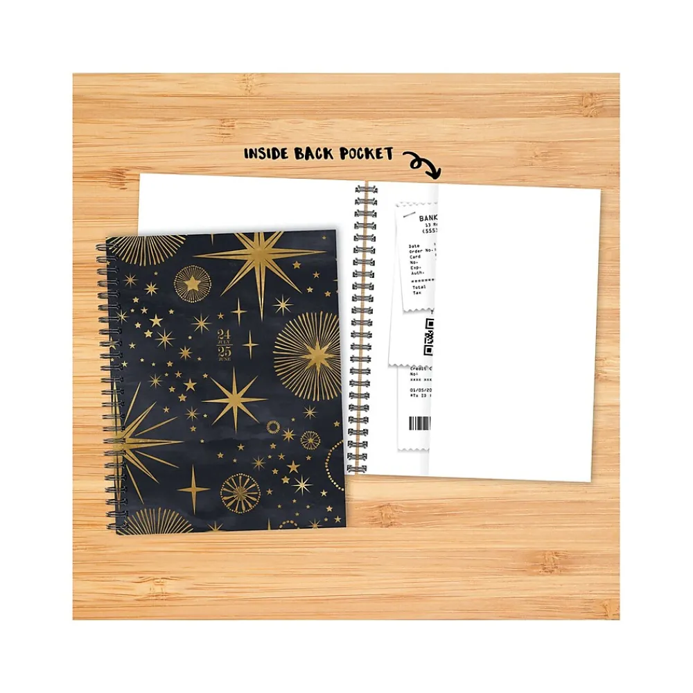 Academic Planners|Willow Creek 2024-2025 Celestial Magic 8.5" x 11" Academic Weekly & Monthly Planner, Paper Cover, Black/Gold (48139)