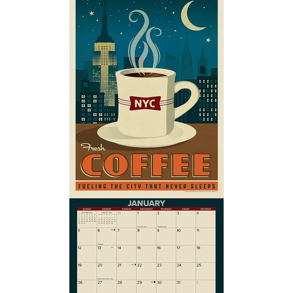 2025 Calendars|Willow Creek 2025 Coffee Delights Art 12" x 12" Monthly Wall Calendar (42502)