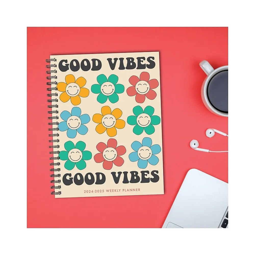 Academic Planners|Willow Creek 2024-2025 Good Vibes 6.5" x 8.5" Academic Weekly & Monthly Planner, Paper Cover, Multicolor (46241)