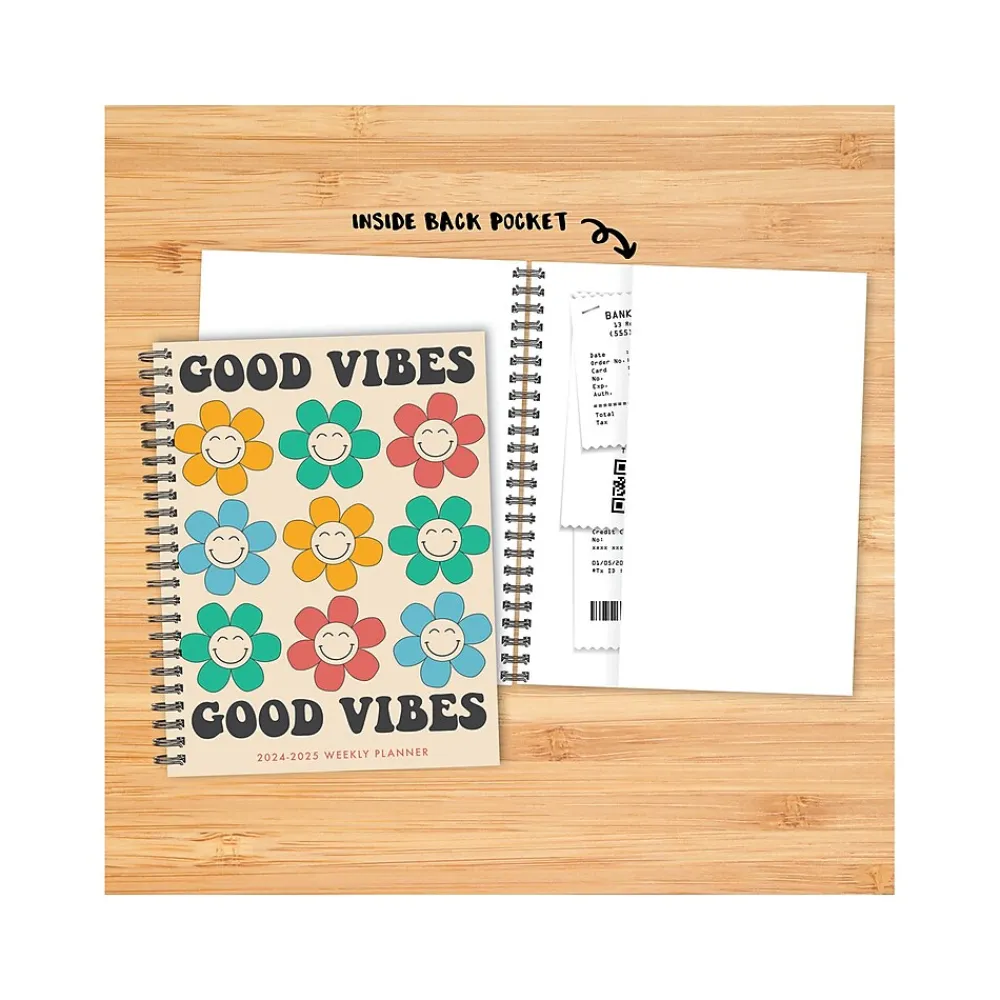 Academic Planners|Willow Creek 2024-2025 Good Vibes 6.5" x 8.5" Academic Weekly & Monthly Planner, Paper Cover, Multicolor (46241)