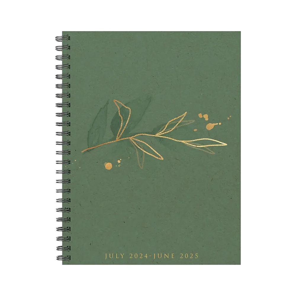 Academic Planners|Willow Creek 2024-2025 Ivy Green 6.5" x 8.5" Academic Weekly & Monthly Planner, Paper Cover, Green/Gold (47743)