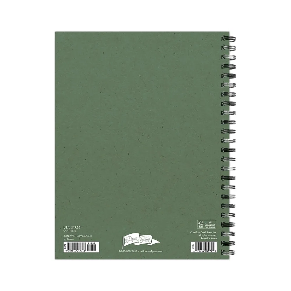 Academic Planners|Willow Creek 2024-2025 Ivy Green 6.5" x 8.5" Academic Weekly & Monthly Planner, Paper Cover, Green/Gold (47743)
