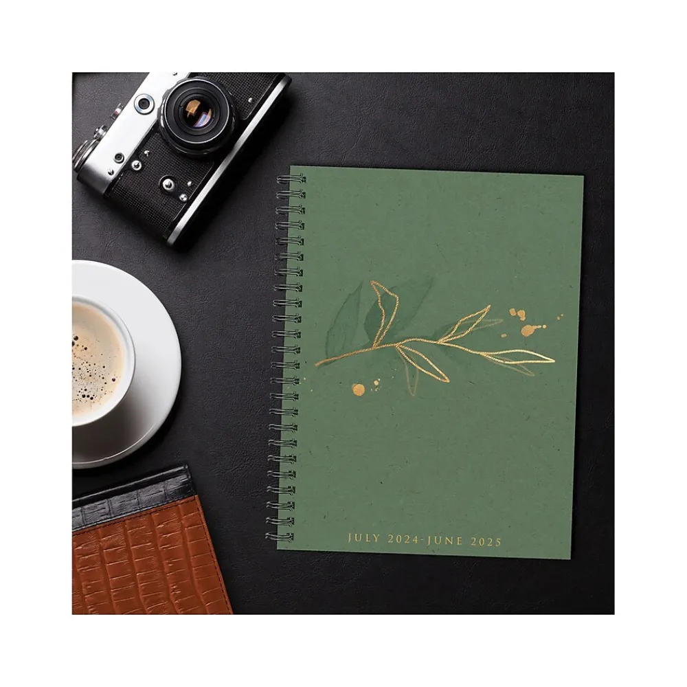 Academic Planners|Willow Creek 2024-2025 Ivy Green 6.5" x 8.5" Academic Weekly & Monthly Planner, Paper Cover, Green/Gold (47743)