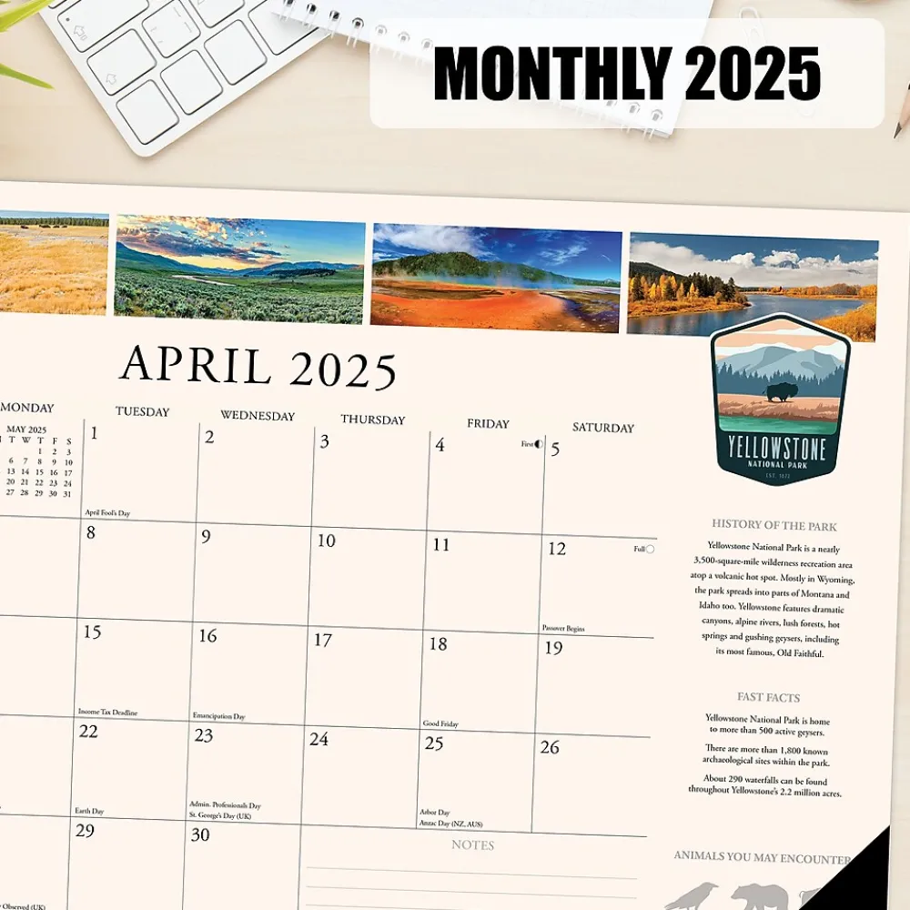 2025 Calendars|Willow Creek 2025 National Parks 17" x 12" Small Monthly Deskpad (47835)