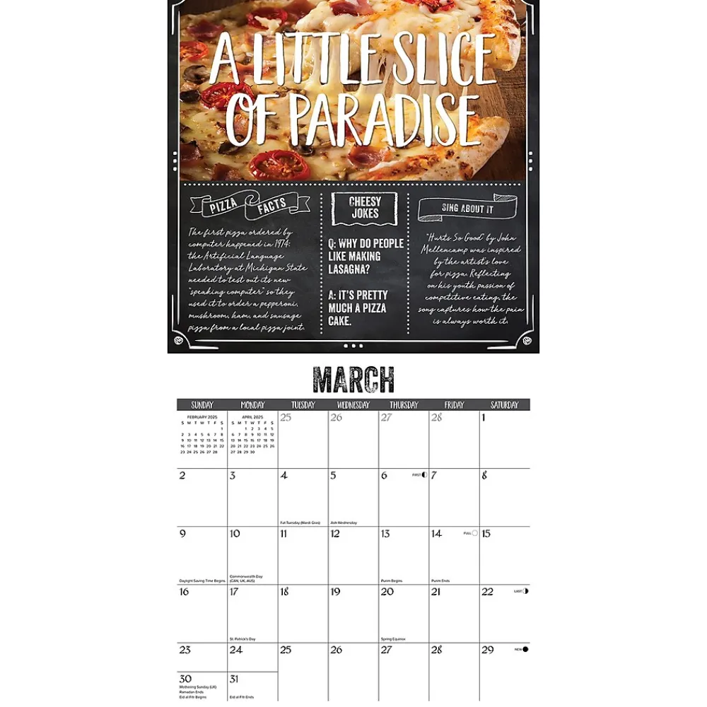 2025 Calendars|Willow Creek 2025 Pizza 12" x 12" Monthly Wall Calendar (44476)