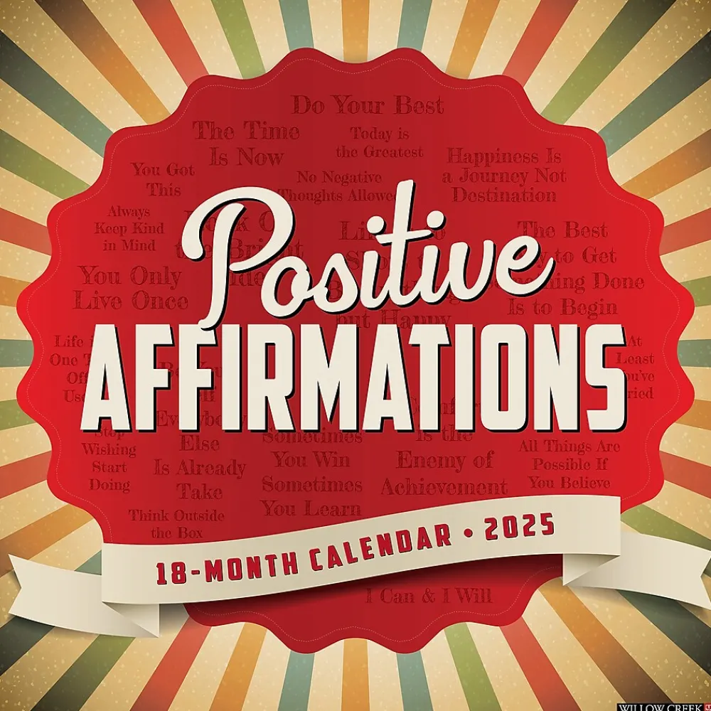 2025 Calendars|Willow Creek 2025 Positive Affirmations 12" x 12" Monthly Wall Calendar (46296)