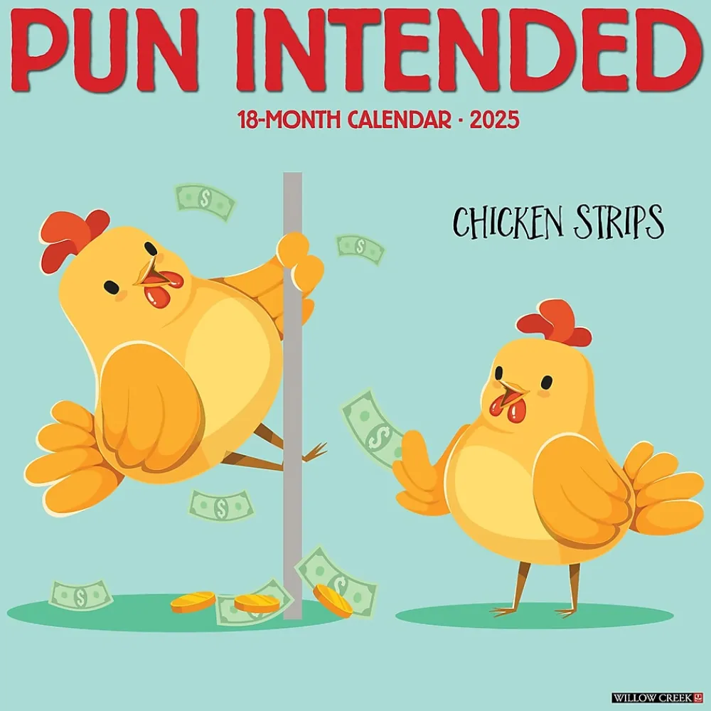 2025 Calendars|Willow Creek 2025 Pun Intended 7" x 7" Monthly Wall Calendar (45930)