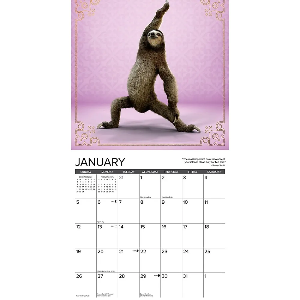 2025 Calendars|Willow Creek 2025 Sloth Yoga 12" x 12" Monthly Wall Calendar (44940)