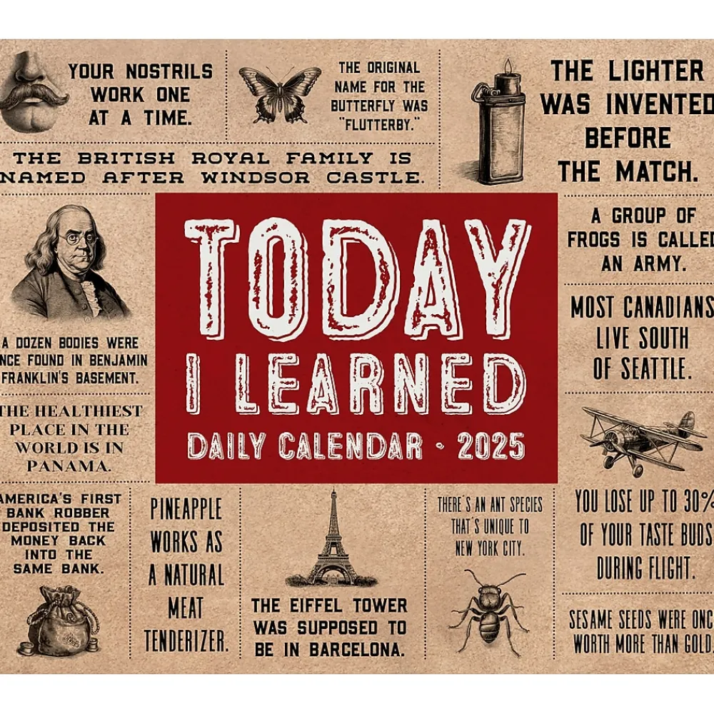 2025 Calendars|Willow Creek 2025 Today I Learned - Facts and Daily Trivia 6" x 5.5" Day-to-Day Calendar (41055)