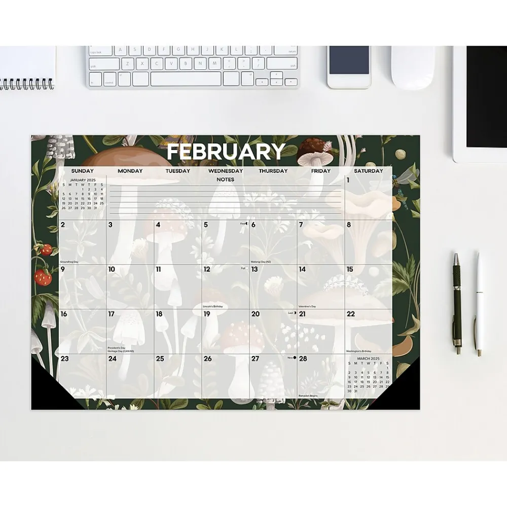 2025 Calendars|Willow Creek 2025 Woodland Mushroom 17" x 12" Monthly Desk Pad Calendar (47866)