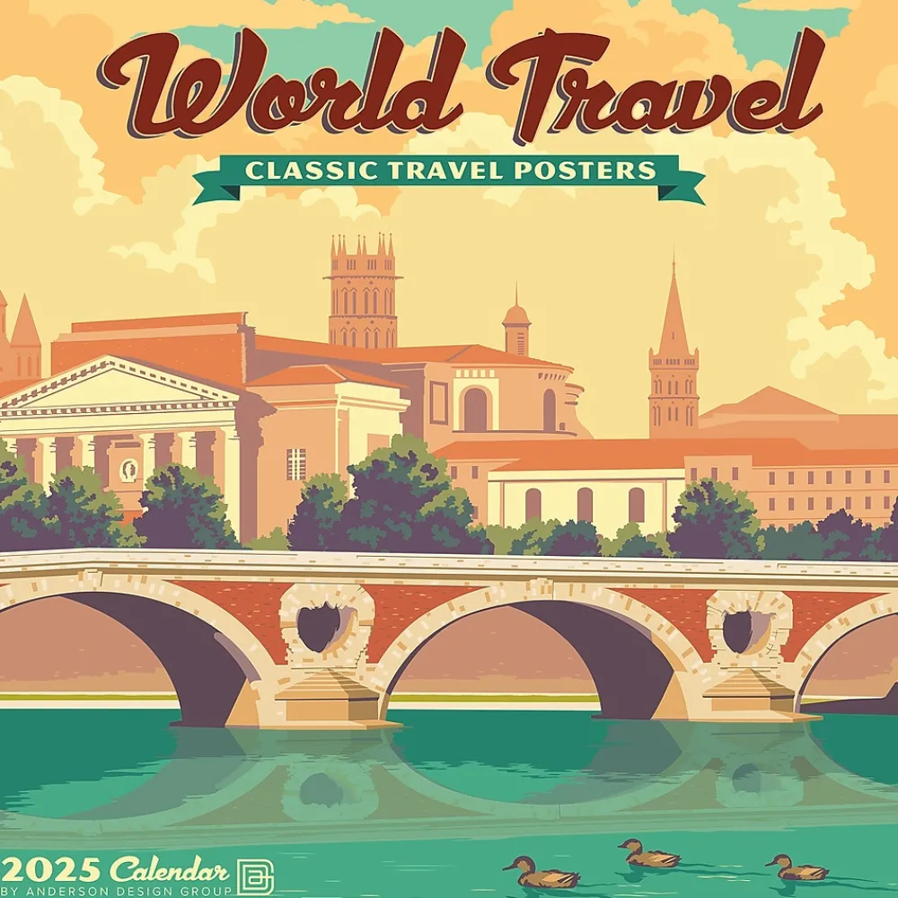 2025 Calendars|Willow Creek 2025 World Travel Art Posters 12" x 12" Monthly Wall Calendar (45510)