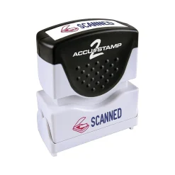 Stamps & Stamp Pads|Accu-Stamp 2 Two-Color Pre-Inked Stamp, "SCANNED", Blue and Red Inks (035606)