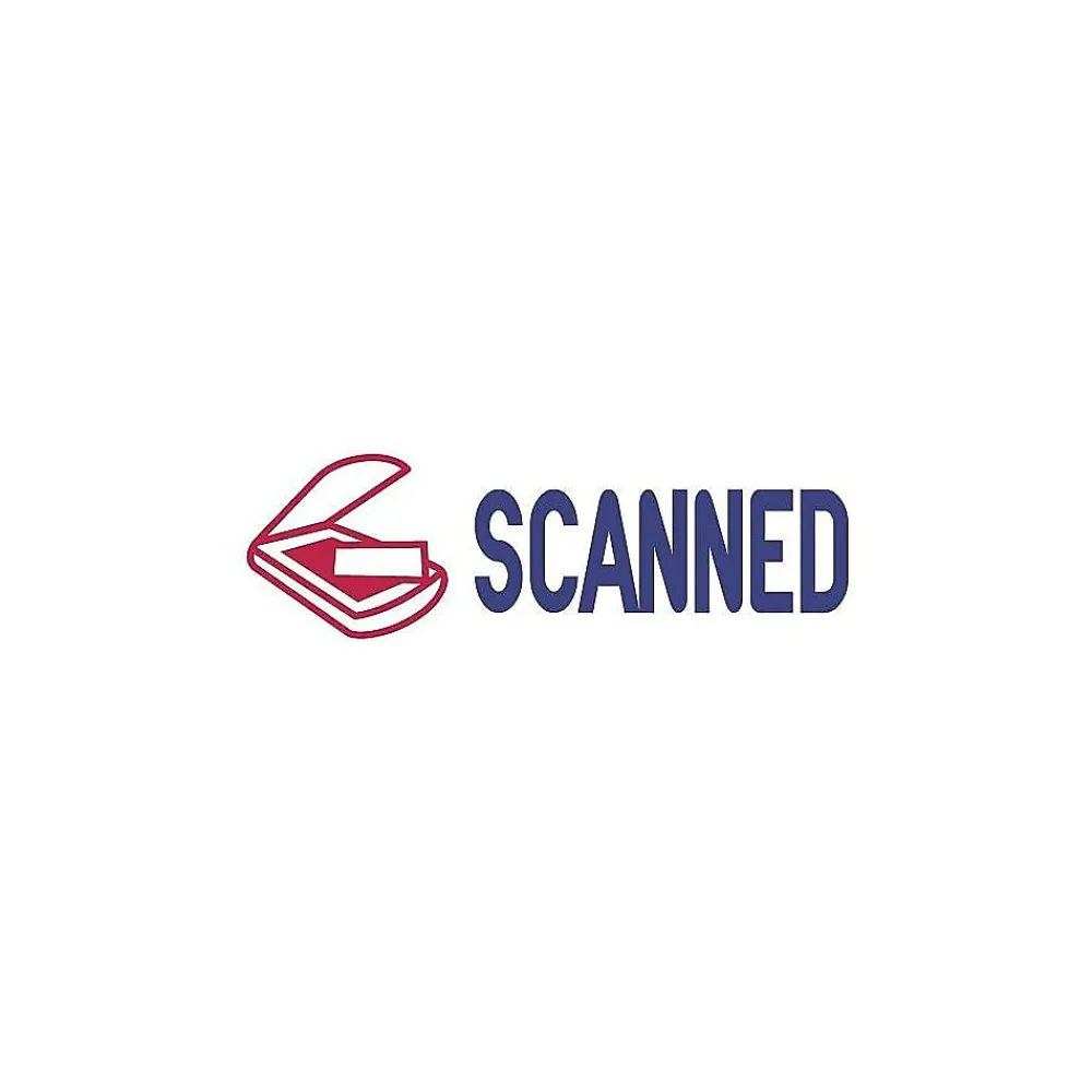 Stamps & Stamp Pads|Accu-Stamp 2 Two-Color Pre-Inked Stamp, "SCANNED", Blue and Red Inks (035606)