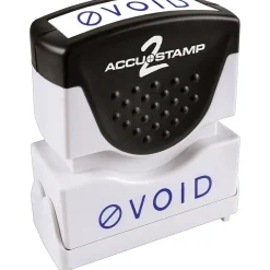 Stamps & Stamp Pads|Accu-Stamp 2 One-Color Pre-Inked Shutter Message Stamp, VOID, 1/2" x 1-5/8" Impression, Blue Ink (035584)
